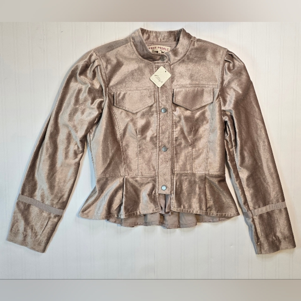 Free People Ballet Racer Velvet Champagne Jacket